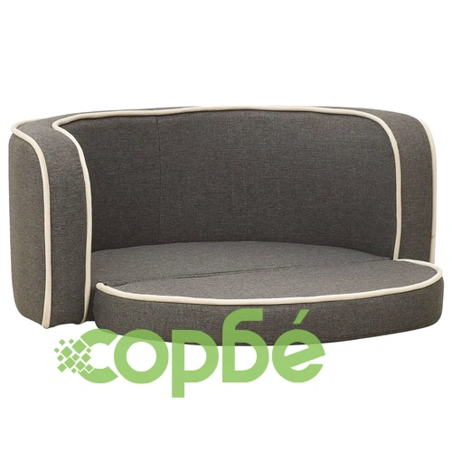 Сгъваем кучешки диван сив 76x71x30 см лен перима възглавница ➤ топ цена ➤ sorbe.bg