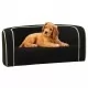 Сгъваем кучешки диван черен 76x71x30 см лен перима възглавница
