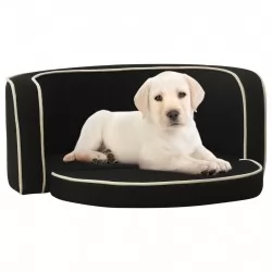 Сгъваем кучешки диван черен 76x71x30 см лен перима възглавница