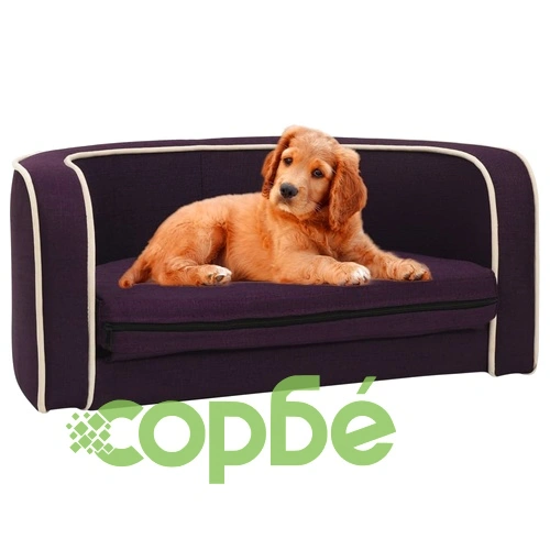 Сгъваем кучешки диван бордо 76x71x30 см лен перима възглавница ➤ топ цена ➤ sorbe.bg