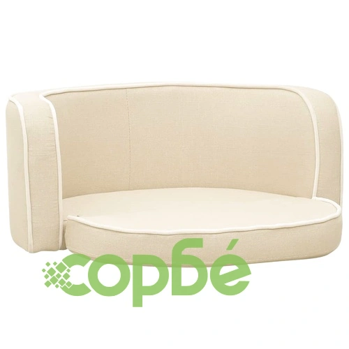 Сгъваем кучешки диван кремав 76x71x30 см лен перима възглавница ➤ топ цена ➤ sorbe.bg