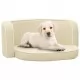 Сгъваем кучешки диван кремав 76x71x30 см лен перима възглавница