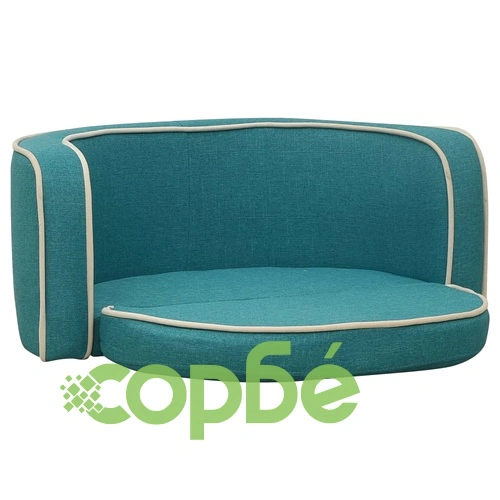 Сгъваем кучешки диван тюркоаз 76x71x30см лен перима възглавница ➤ топ цена ➤ sorbe.bg