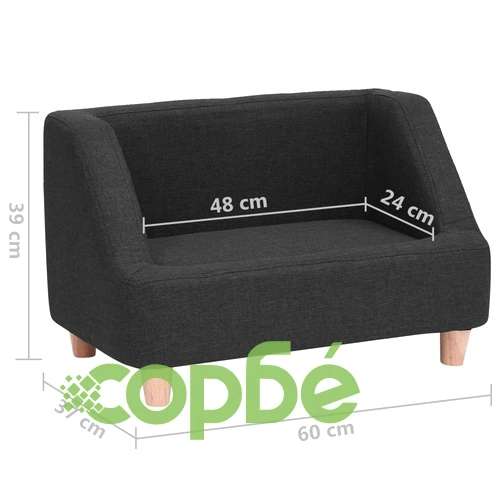 Кучешки диван, черен, 60x37x39 см, лен ➤ топ цена ➤ sorbe.bg