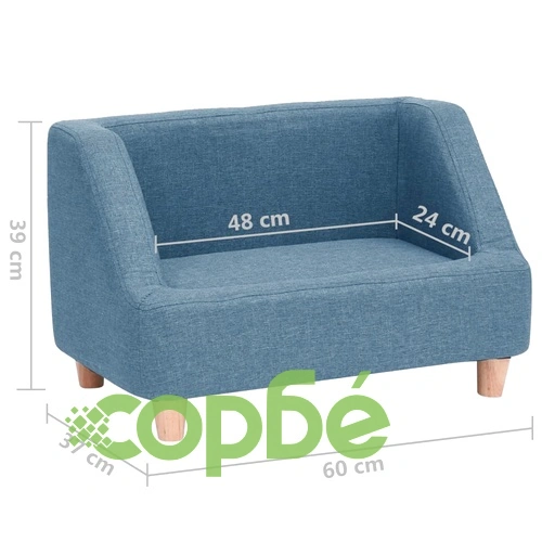 Кучешки диван, син, 60x37x39 см, лен ➤ топ цена ➤ sorbe.bg