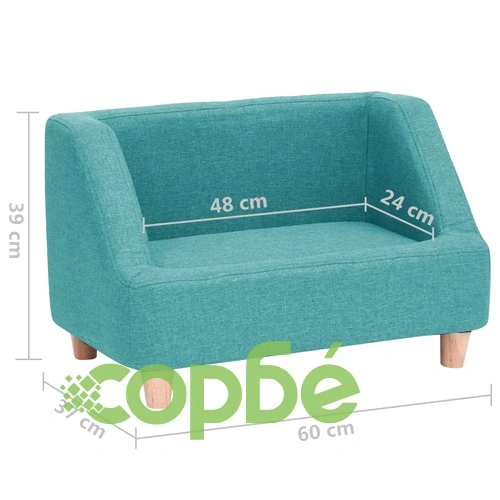 Кучешки диван, тюркоаз, 60x37x39 см, лен ➤ топ цена ➤ sorbe.bg