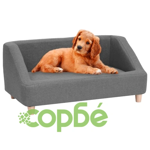 Кучешки диван, сив, 85x50x39 см, лен ➤ топ цена ➤ sorbe.bg