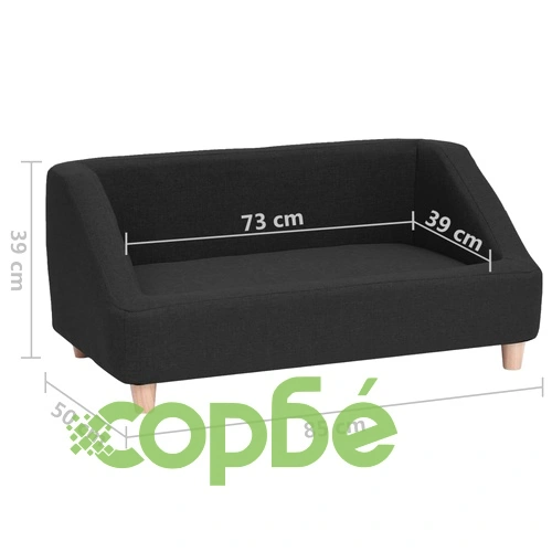 Кучешки диван, черен, 85x50x39 см, лен ➤ топ цена ➤ sorbe.bg