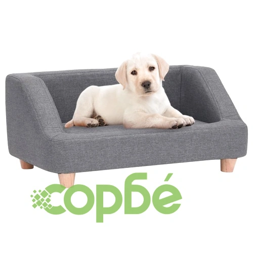 Кучешки диван, сив, 95x63x39 см, лен ➤ топ цена ➤ sorbe.bg