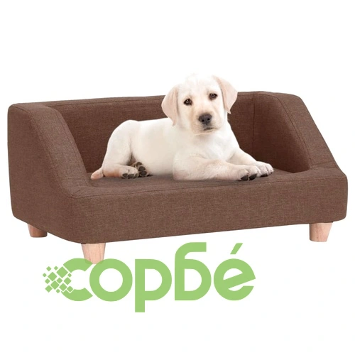Кучешки диван, кафяв, 95x63x39 см, лен ➤ топ цена ➤ sorbe.bg