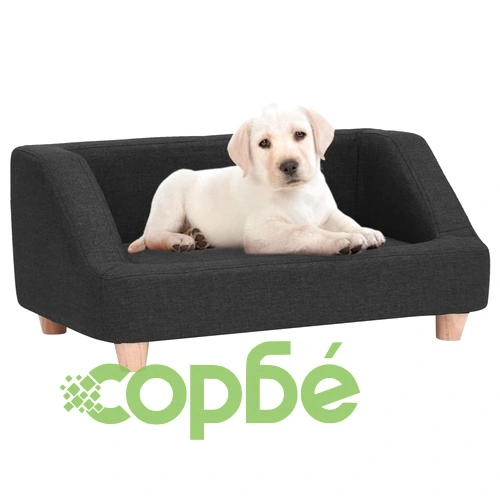 Кучешки диван, черен, 95x63x39 см, лен ➤ топ цена ➤ sorbe.bg