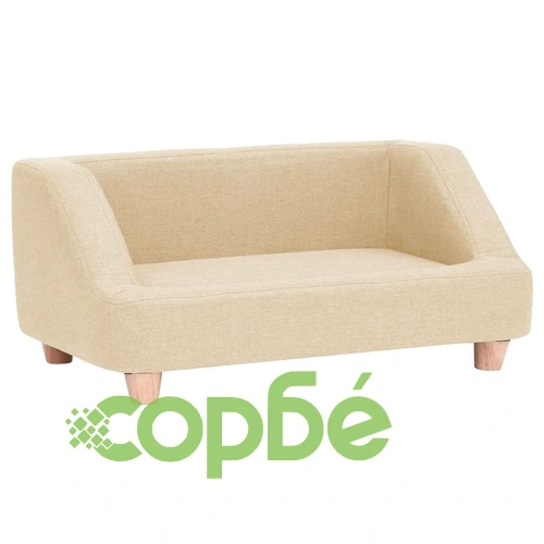 Кучешки диван, кремав, 95x63x39 см, лен ➤ топ цена ➤ sorbe.bg