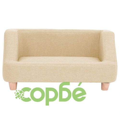 Кучешки диван, кремав, 95x63x39 см, лен ➤ топ цена ➤ sorbe.bg