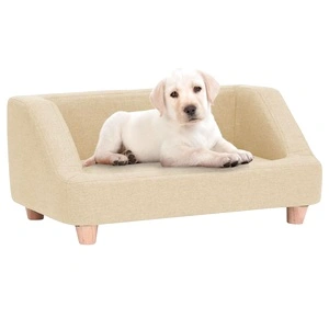 Кучешки диван, кремав, 95x63x39 см, лен