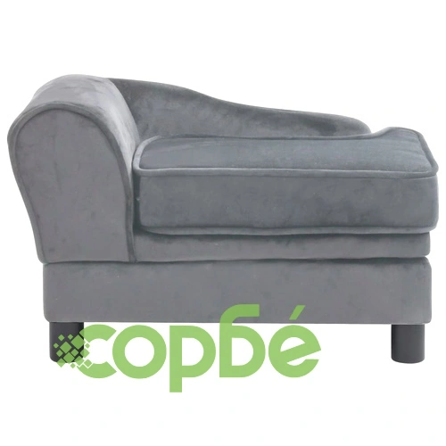 Кучешки диван, сив, 57x34x36 см, плюш ➤ топ цена ➤ sorbe.bg