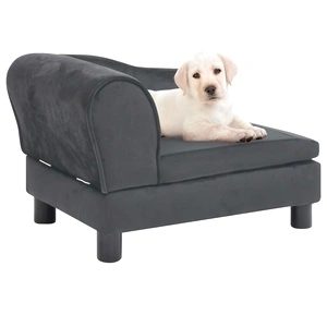 Кучешки диван, тъмносив, 57x34x36 см, плюш
