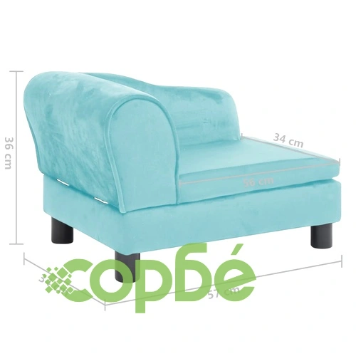 Кучешки диван, тюркоазен, 57x34x36 см, плюш ➤ топ цена ➤ sorbe.bg
