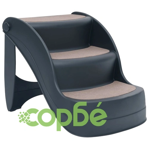 Сгъваема кучешка стълба с 3 стъпала, тъмносива ➤ топ цена ➤ sorbe.bg