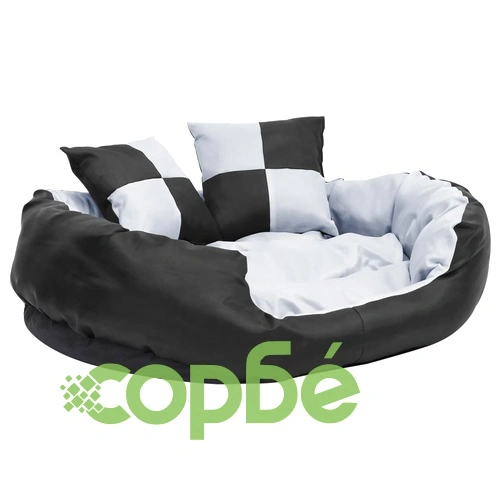 Двулицева перяща възглавница за куче сиво и черно 85x70x20 см ➤ топ цена ➤ sorbe.bg