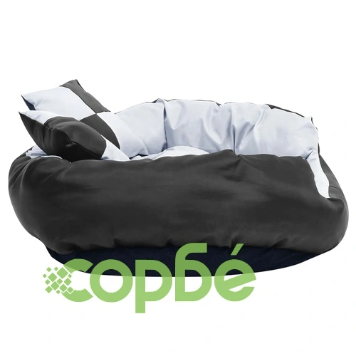 Двулицева перяща възглавница за куче сиво и черно 85x70x20 см ➤ топ цена ➤ sorbe.bg