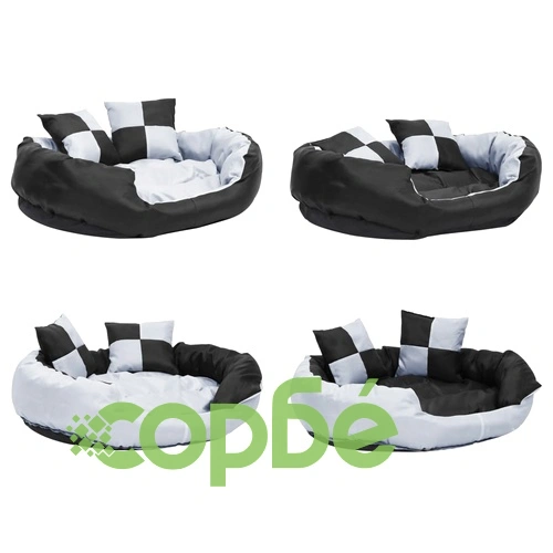 Двулицева перяща възглавница за куче сиво и черно 85x70x20 см ➤ топ цена ➤ sorbe.bg