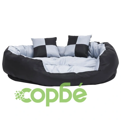 Реверсивно и миещо се кучешко легло, сиво и черно, 110x80x23 см ➤ топ цена ➤ sorbe.bg