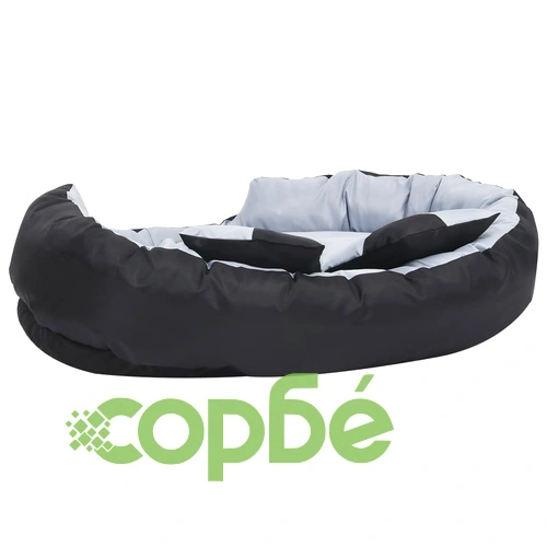 Реверсивно и миещо се кучешко легло, сиво и черно, 110x80x23 см ➤ топ цена ➤ sorbe.bg