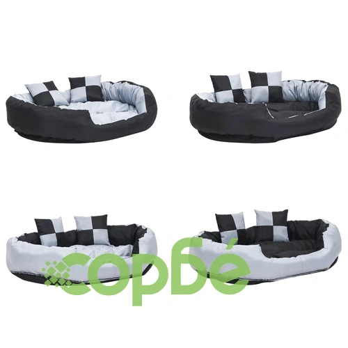 Реверсивно и миещо се кучешко легло, сиво и черно, 110x80x23 см ➤ топ цена ➤ sorbe.bg