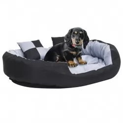 Реверсивно и миещо се кучешко легло, сиво и черно, 110x80x23 см