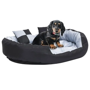 Реверсивно и миещо се кучешко легло, сиво и черно, 110x80x23 см