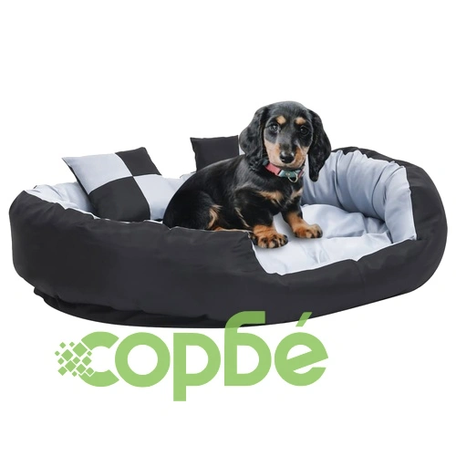 Реверсивно и миещо се кучешко легло, сиво и черно, 110x80x23 см ➤ топ цена ➤ sorbe.bg