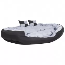Реверсивно и миещо се кучешко легло, сиво-черно, 150x120x25 см