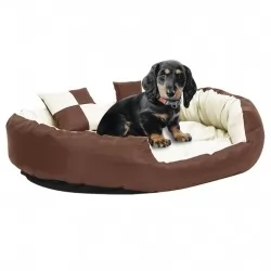 Реверсивно и миещо се кучешко легло кафяво-кремаво 110x80x23 см