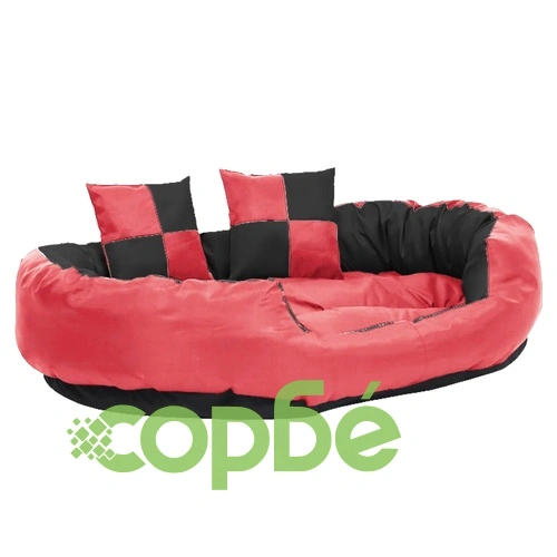 Реверсивно и миещо се кучешко легло червено-черно 110x80x23 см ➤ топ цена ➤ sorbe.bg