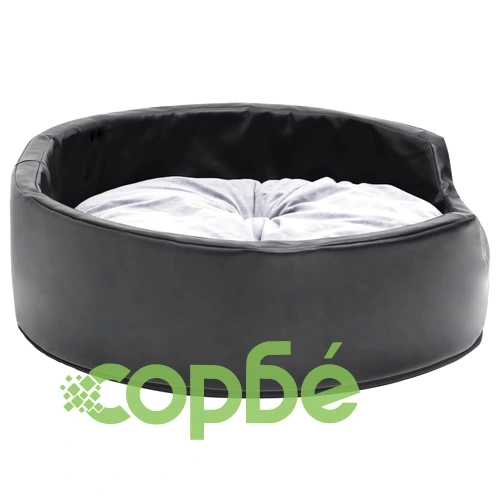 Кучешко легло, черно-сиво, 69x59x19 см, плюш и изкуствена кожа ➤ топ цена ➤ sorbe.bg