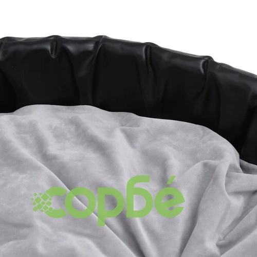 Кучешко легло, черно-сиво, 69x59x19 см, плюш и изкуствена кожа ➤ топ цена ➤ sorbe.bg