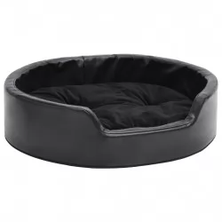 Кучешко легло, черно, 69x59x19 см, плюш и изкуствена кожа