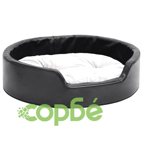 Кучешко легло, черно-бежово, 69x59x19 см, плюш/изкуствена кожа ➤ топ цена ➤ sorbe.bg