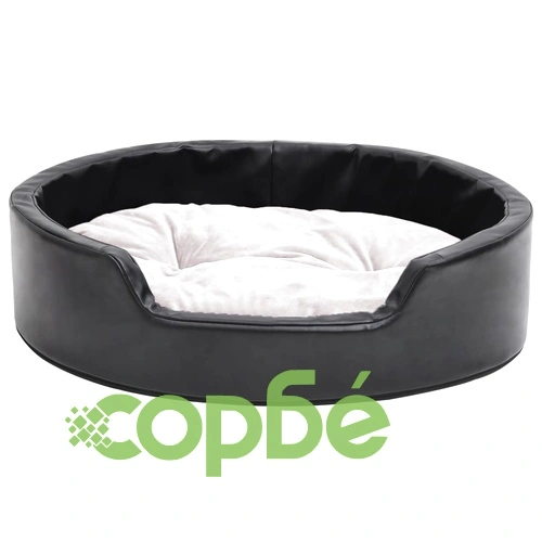 Кучешко легло, черно-бежово, 69x59x19 см, плюш/изкуствена кожа ➤ топ цена ➤ sorbe.bg