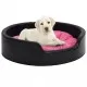 Кучешко легло, черно-розово, 79x70x19 см, плюш/изкуствена кожа