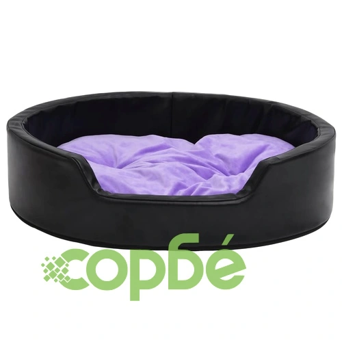 Кучешко легло, черно-лилаво, 79x70x19 см, плюш/изкуствена кожа ➤ топ цена ➤ sorbe.bg