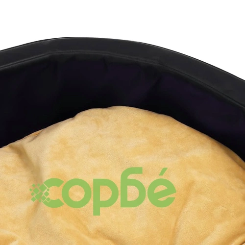 Кучешко легло, черно-жълто, 69x59x19 см, плюш и изкуствена кожа ➤ топ цена ➤ sorbe.bg