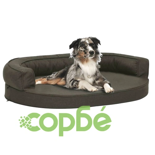 Ергономичен матрак кучeшко легло 75x53 см с вид на лен тъмносив ➤ топ цена ➤ sorbe.bg