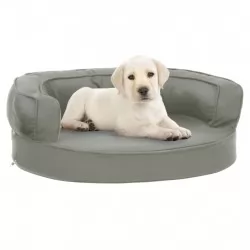 Ергономичен матрак кучeшко легло, 60x42 см, с вид на лен, сив