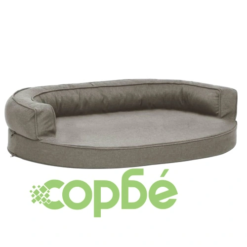 Ергономичен матрак кучeшко легло, 75x53 см, с вид на лен, сив ➤ топ цена ➤ sorbe.bg