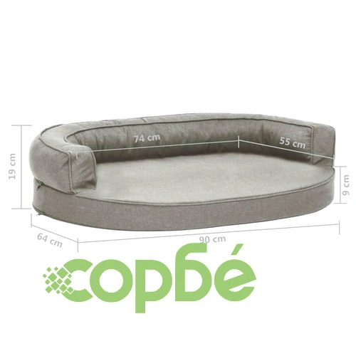 Ергономичен матрак кучeшко легло, 90x64 см, с вид на лен, сив ➤ топ цена ➤ sorbe.bg