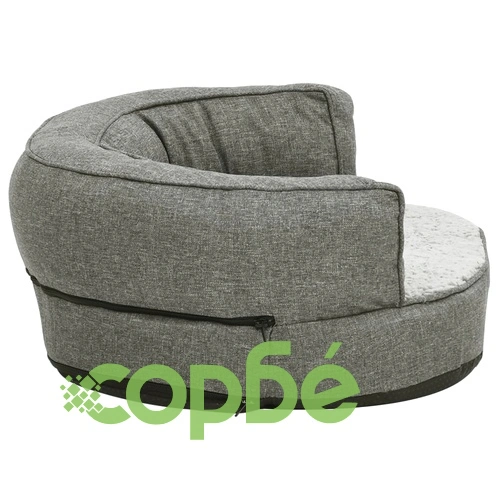 Ергономичен матрак за кучe, 75x53 см, с вид на лен, полар, сив ➤ топ цена ➤ sorbe.bg