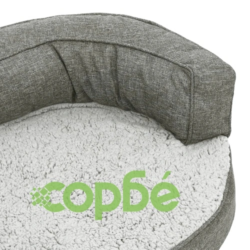 Ергономичен матрак за кучe, 90x64 см, с вид на лен и полар, сив ➤ топ цена ➤ sorbe.bg