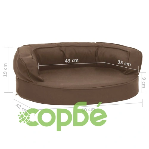 Ергономичен матрак кучeшко легло, 60x42 см, с вид на лен, кафяв ➤ топ цена ➤ sorbe.bg