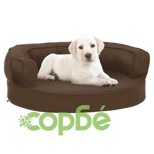 Ергономичен матрак кучeшко легло, 60x42 см, с вид на лен, кафяв ➤ топ цена ➤ sorbe.bg